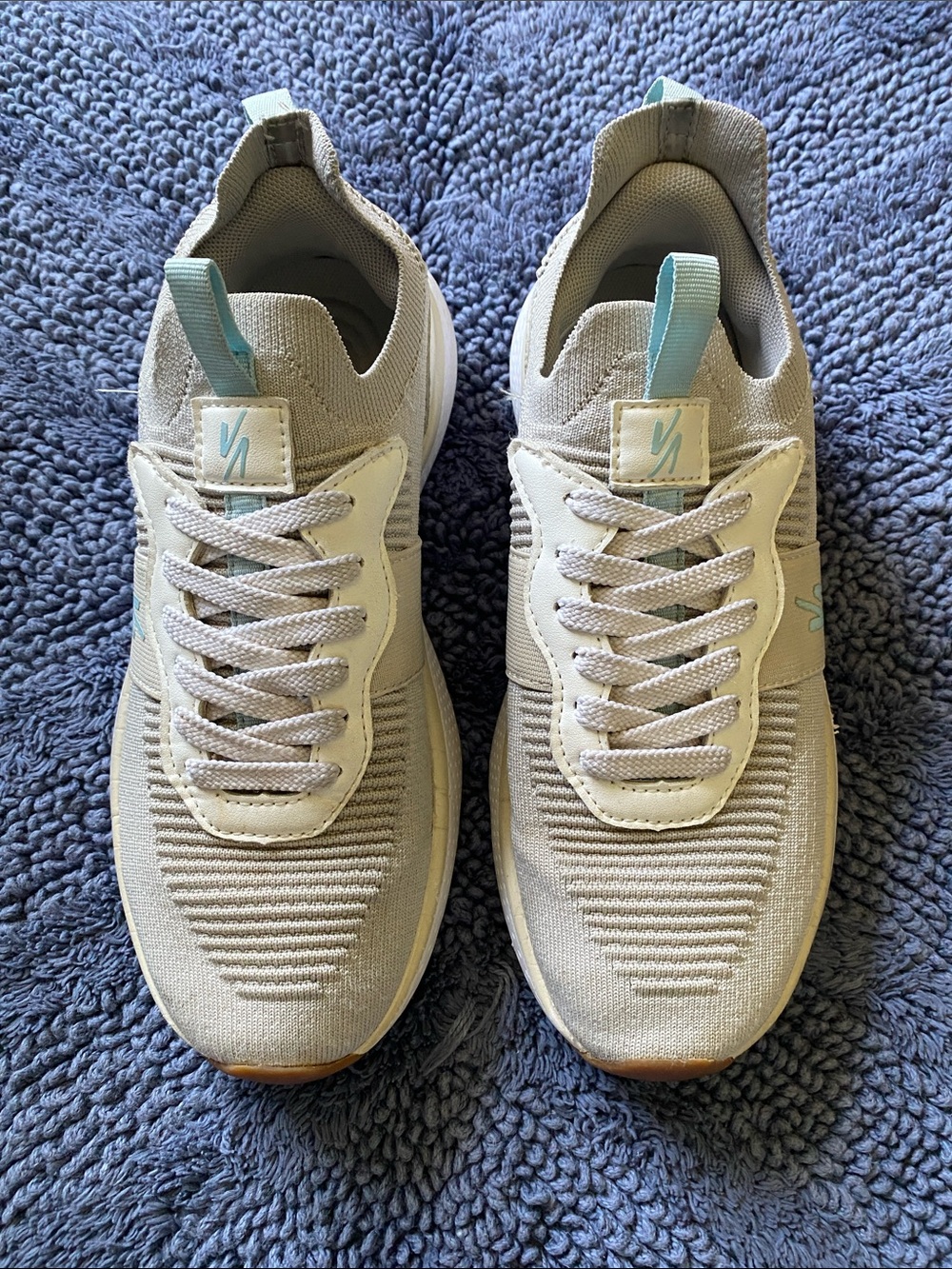 Cream Knit Slip-On Sneakers with Gum Outsoles